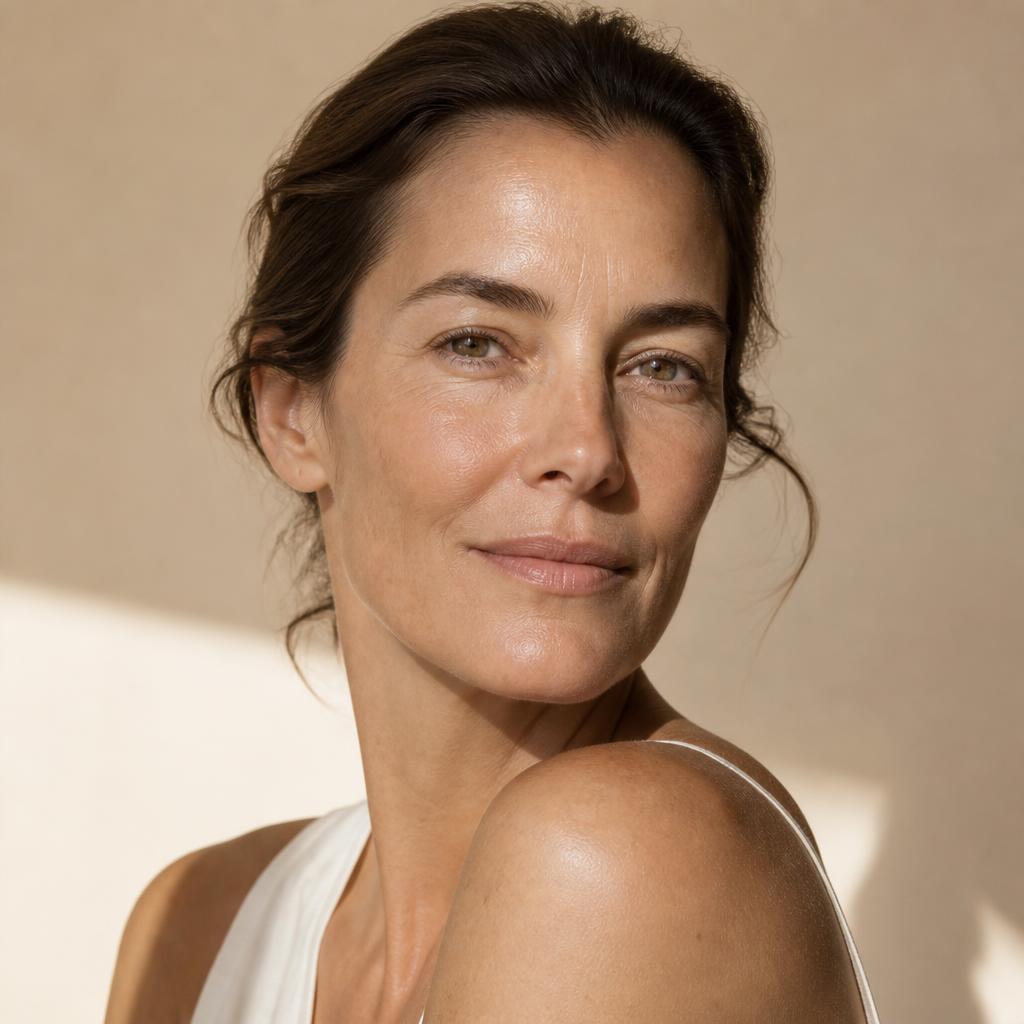 Femme au visage nu, lumière douce