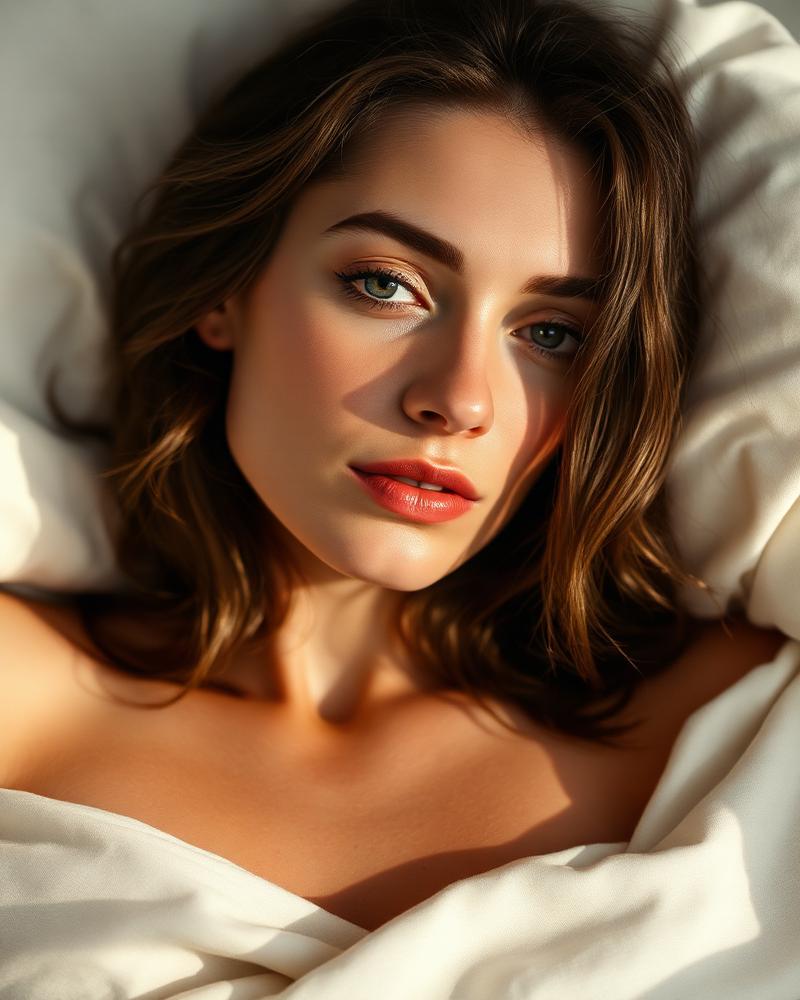 Femme au réveil dans une lumière matinale