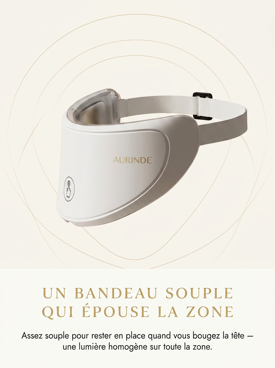 Un bandeau souple qui épouse la zone du cou et du décolleté