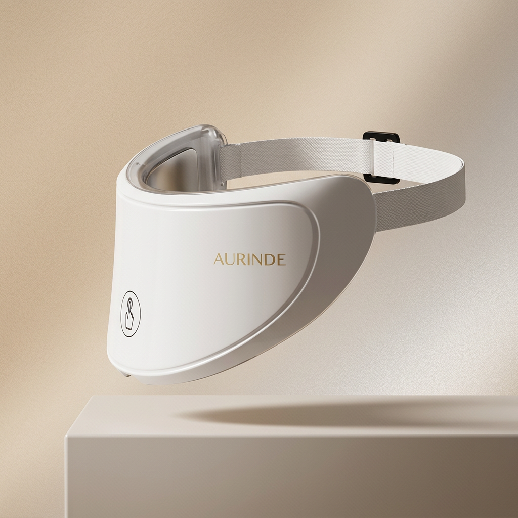 Bandeau LED cou AURINDE vu de profil, marquage doré